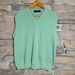 Peru Unlimited Men's V-Neck Vest Sweater Green Baby Alpaca Wool Size L
